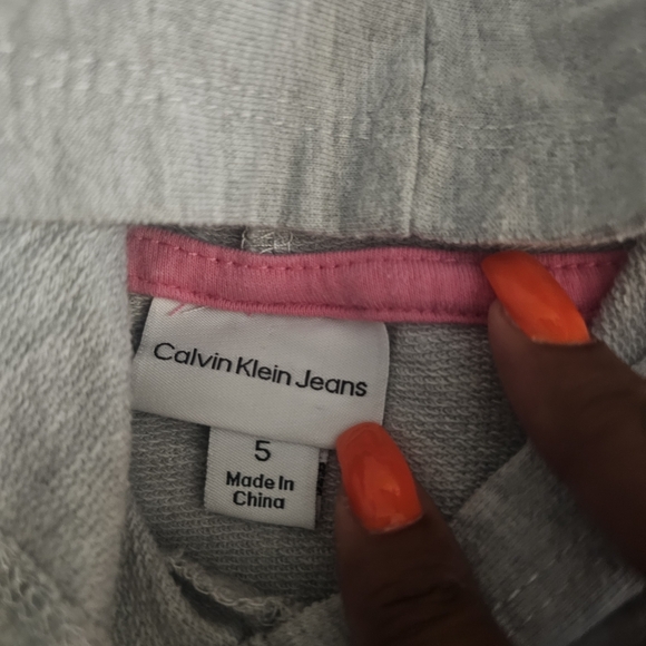 Calvin Klein Gray and Pink Short Sleeve Jogger Set with Rainbow Detail - Picture 6 of 8